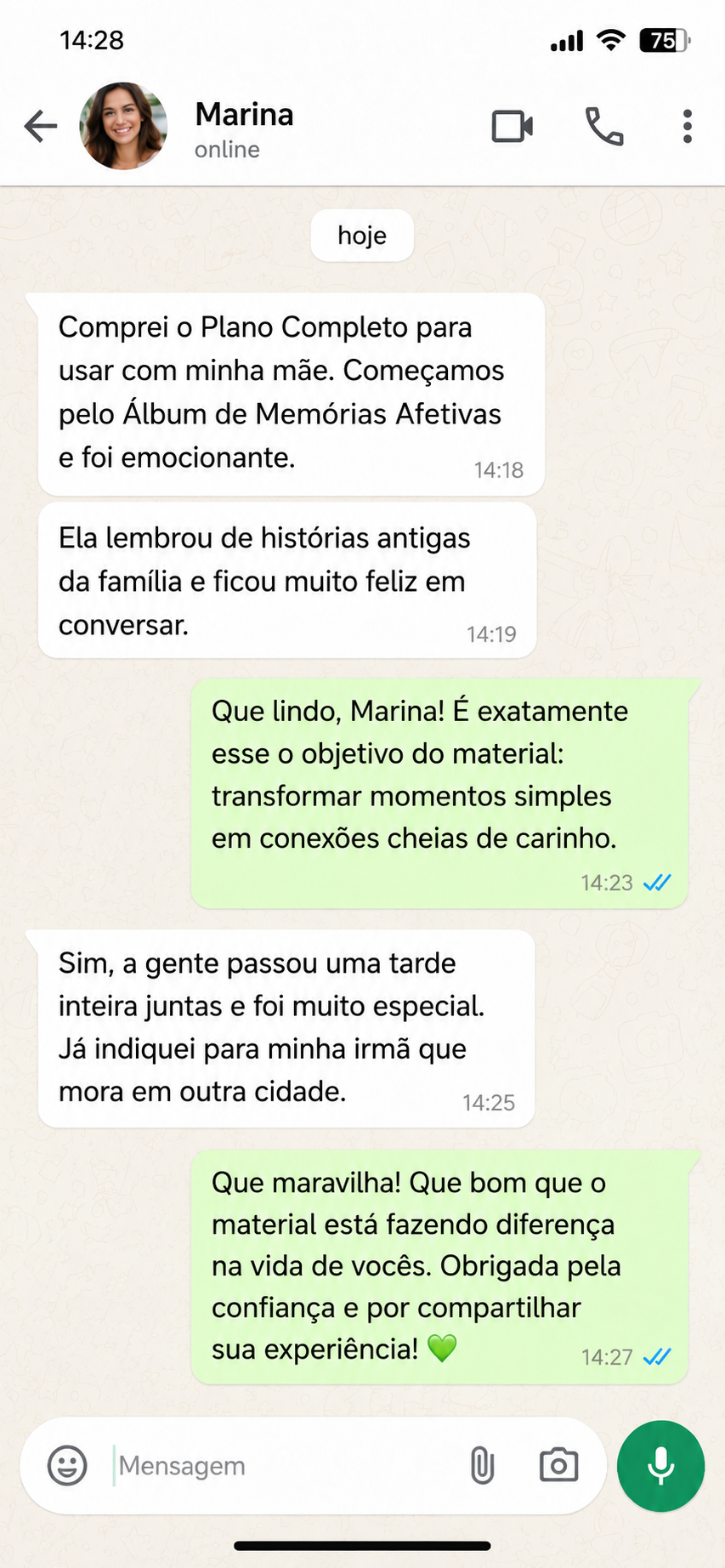Depoimento no WhatsApp
