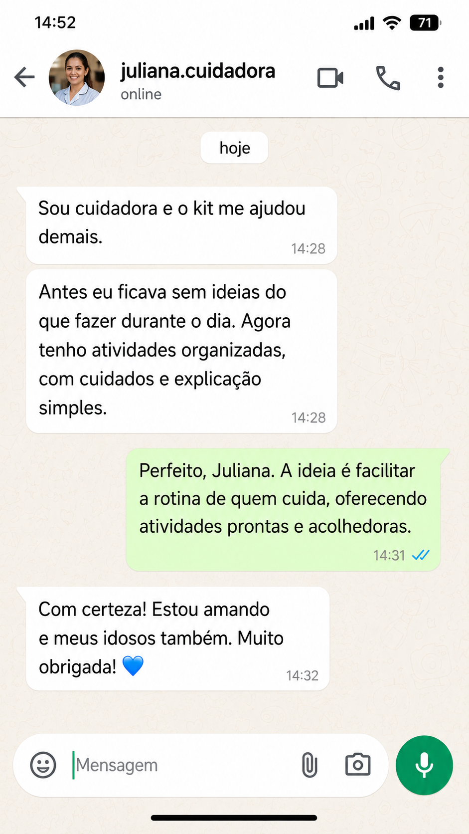 Depoimento no WhatsApp