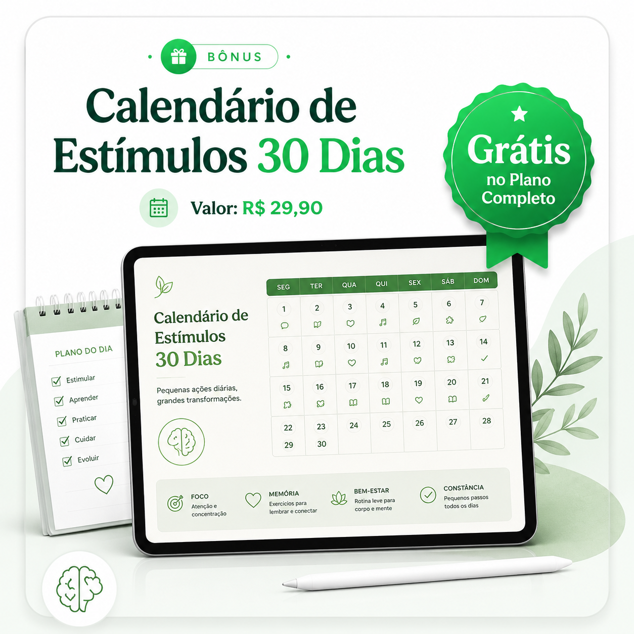 Calendário de Estímulos 30 Dias