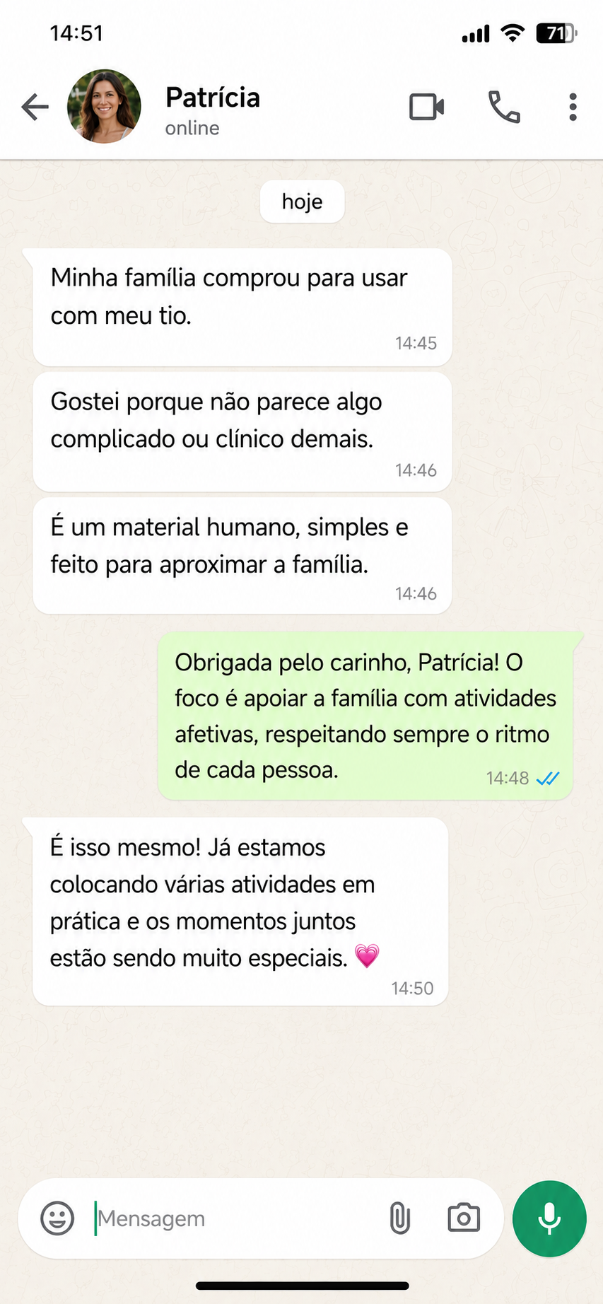 Depoimento no WhatsApp
